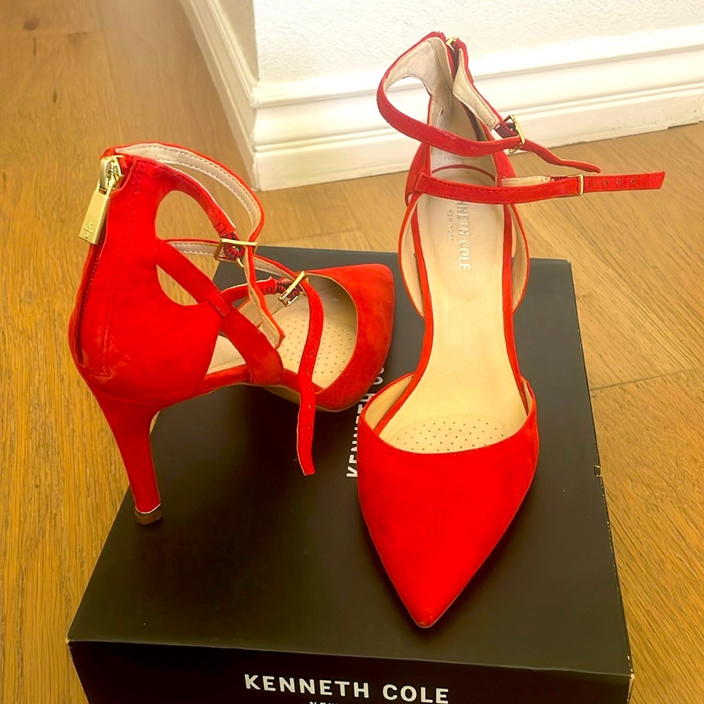 Kenneth Cole suede pumps with ankle straps
